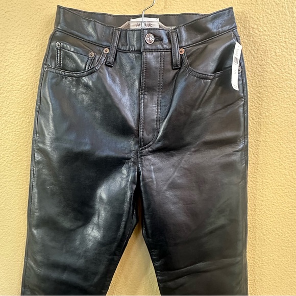 NWT! AGOLDE "90's Pinch Waist" Detox Black Recycled Leather Pants Size 26 - Picture 5 of 11
